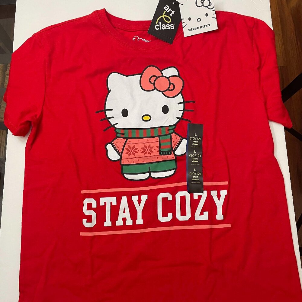 Girls Size Large Hello Kitty Stay Cozy Oversized Tshirt- NWT